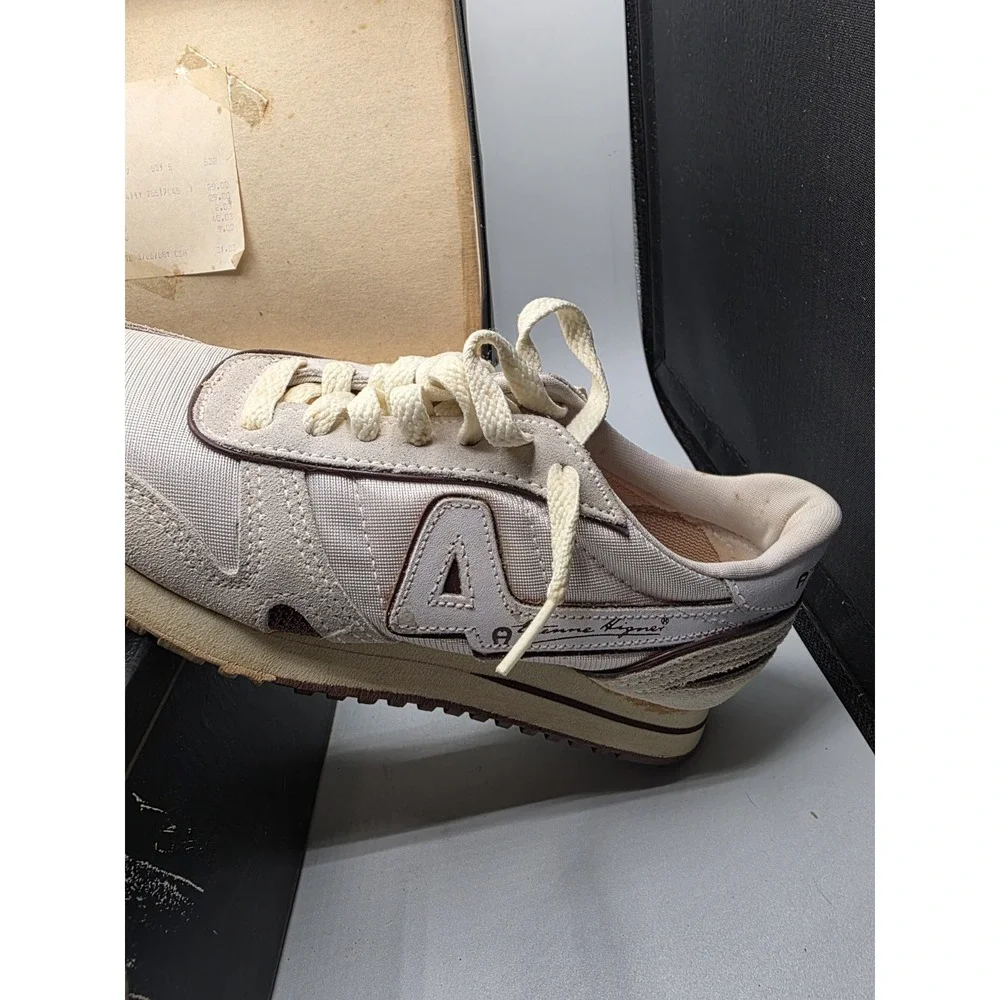 Etienne Aigner Tennis Size 5 Shoes Womens White Brown Sneakers Vintage W/ Box